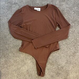 Brown Long Sleeve Bodysuit